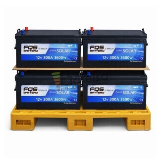 Pack 4 bater�as Solar 12 Voltios 300 Amperios | Sin mantenimiento FQS12-300